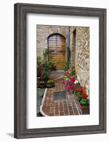 Doorway with Flowers, Pienza, Tuscany, Italy-Terry Eggers-Framed Photographic Print