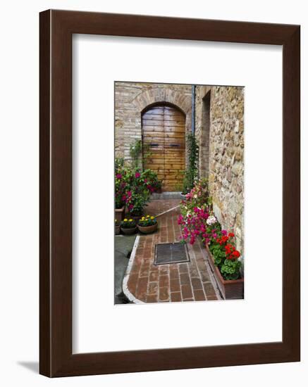 Doorway with Flowers, Pienza, Tuscany, Italy-Terry Eggers-Framed Photographic Print