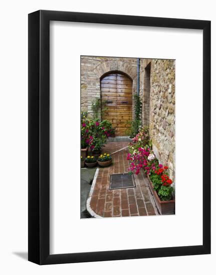 Doorway with Flowers, Pienza, Tuscany, Italy-Terry Eggers-Framed Photographic Print