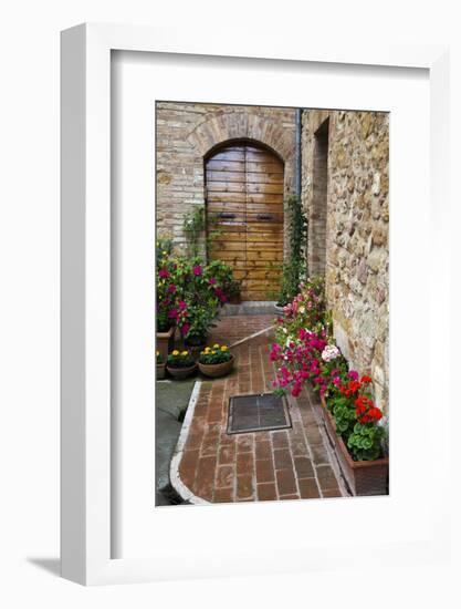 Doorway with Flowers, Pienza, Tuscany, Italy-Terry Eggers-Framed Photographic Print