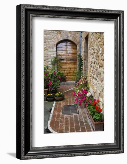 Doorway with Flowers, Pienza, Tuscany, Italy-Terry Eggers-Framed Photographic Print