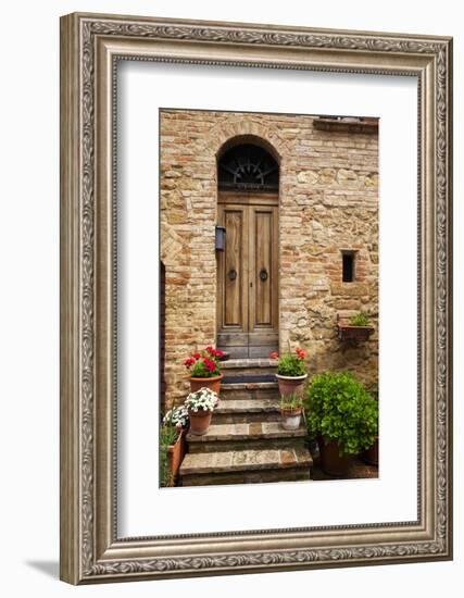 Doorway with Flowers, Pienza, Tuscany, Italy-Terry Eggers-Framed Photographic Print