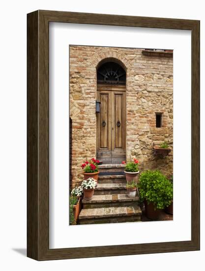 Doorway with Flowers, Pienza, Tuscany, Italy-Terry Eggers-Framed Photographic Print