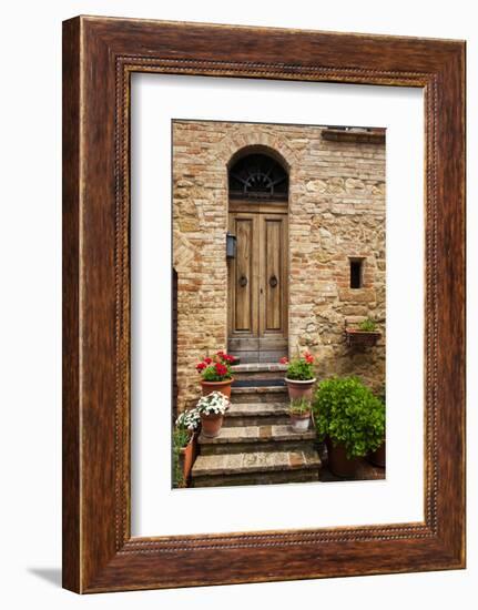 Doorway with Flowers, Pienza, Tuscany, Italy-Terry Eggers-Framed Photographic Print