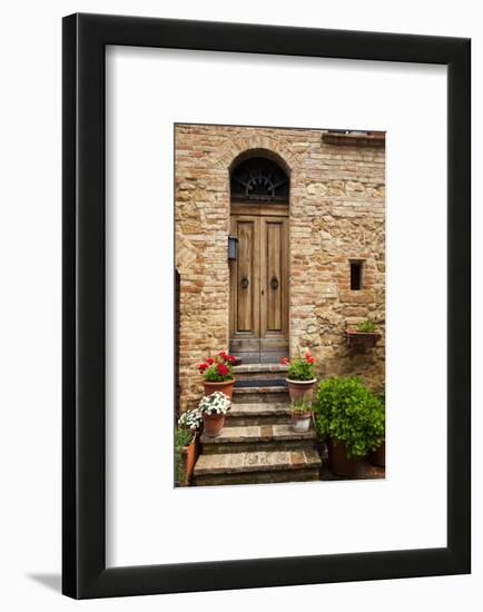 Doorway with Flowers, Pienza, Tuscany, Italy-Terry Eggers-Framed Photographic Print