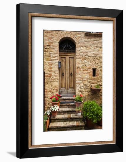 Doorway with Flowers, Pienza, Tuscany, Italy-Terry Eggers-Framed Photographic Print