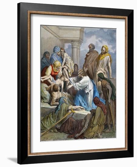 Dor?: Jesus Healing Sick-Gustave Doré-Framed Giclee Print