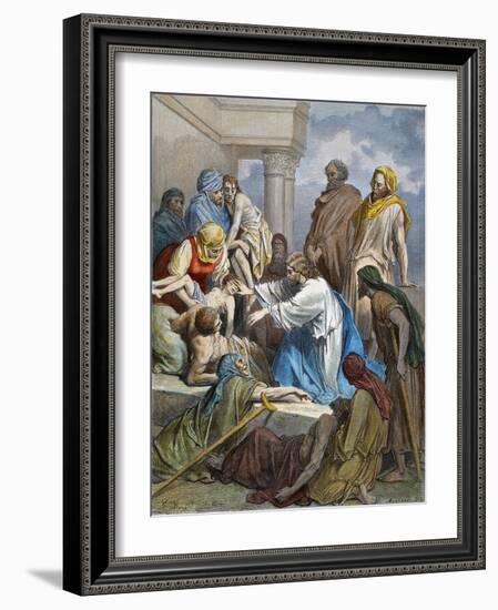 Dor?: Jesus Healing Sick-Gustave Doré-Framed Giclee Print