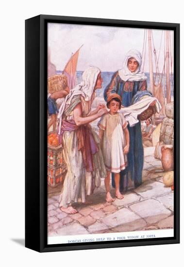 Dorcas Giving Help to a Poor Widow-Arthur A. Dixon-Framed Premier Image Canvas