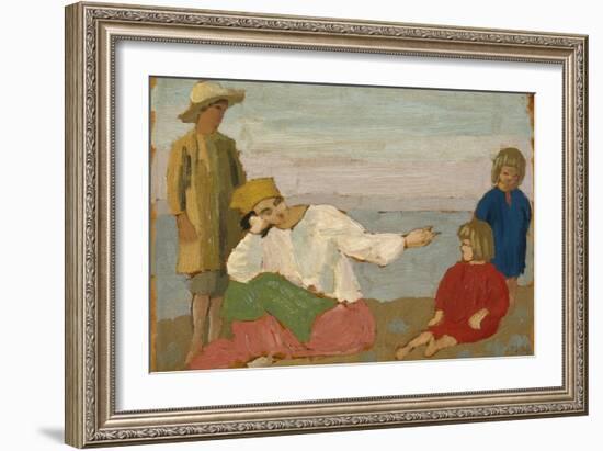 Dorelia and the Children at Martigues, 1910-Augustus Edwin John-Framed Giclee Print