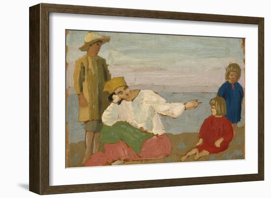 Dorelia and the Children at Martigues, 1910-Augustus Edwin John-Framed Giclee Print