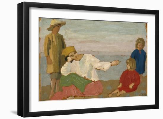 Dorelia and the Children at Martigues, 1910-Augustus Edwin John-Framed Giclee Print