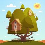 Tree House. Kids Background. Vector Illustration.-Doremi-Art Print