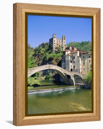 Doria's Castle and Medieval Bridge Across River Nervia, Dolceacqua, Liguria, Italy, Europe-Sheila Terry-Framed Premier Image Canvas