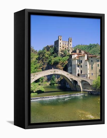 Doria's Castle and Medieval Bridge Across River Nervia, Dolceacqua, Liguria, Italy, Europe-Sheila Terry-Framed Premier Image Canvas