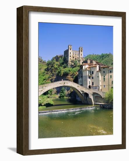 Doria's Castle and Medieval Bridge Across River Nervia, Dolceacqua, Liguria, Italy, Europe-Sheila Terry-Framed Photographic Print