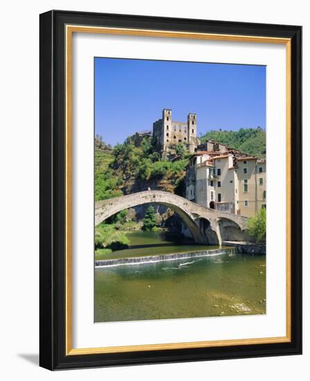 Doria's Castle and Medieval Bridge Across River Nervia, Dolceacqua, Liguria, Italy, Europe-Sheila Terry-Framed Photographic Print