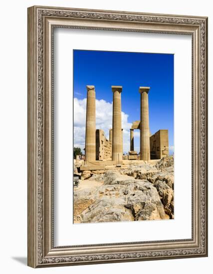 Doric Temple of Athena. Dorian Acropolis of Lindos from About 10th Century BC. Rhodes. Greece-Tom Norring-Framed Photographic Print