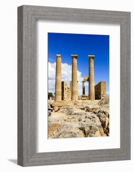 Doric Temple of Athena. Dorian Acropolis of Lindos from About 10th Century BC. Rhodes. Greece-Tom Norring-Framed Photographic Print