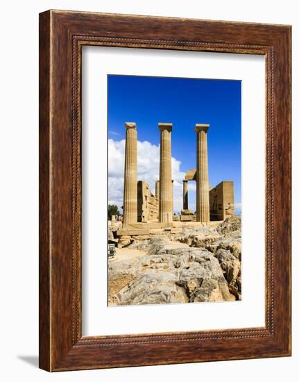 Doric Temple of Athena. Dorian Acropolis of Lindos from About 10th Century BC. Rhodes. Greece-Tom Norring-Framed Photographic Print