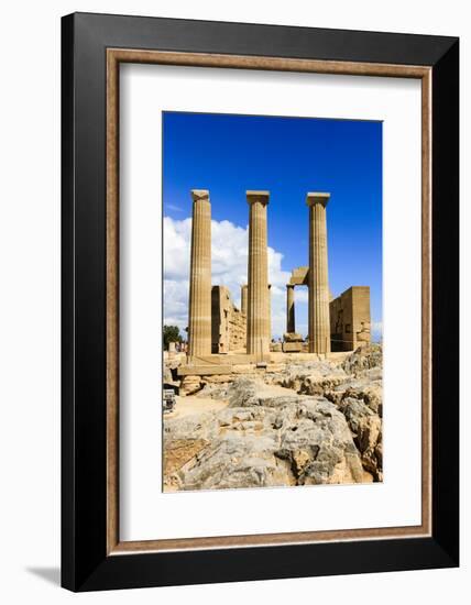 Doric Temple of Athena. Dorian Acropolis of Lindos from About 10th Century BC. Rhodes. Greece-Tom Norring-Framed Photographic Print