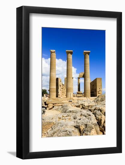 Doric Temple of Athena. Dorian Acropolis of Lindos from About 10th Century BC. Rhodes. Greece-Tom Norring-Framed Photographic Print