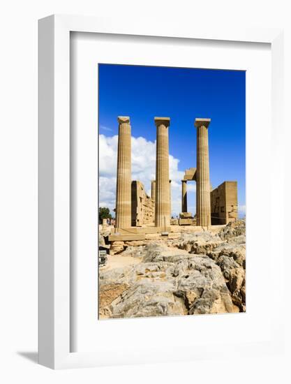 Doric Temple of Athena. Dorian Acropolis of Lindos from About 10th Century BC. Rhodes. Greece-Tom Norring-Framed Photographic Print