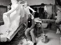 Auguste Rodin (1840-1917) Seated Beside His Work in His Studio-Dornac-Photographic Print