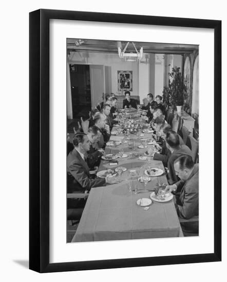 Dorothy Shaver, President of Lord and Taylor Department Stores, Having Lunch with Her Executives-null-Framed Photographic Print