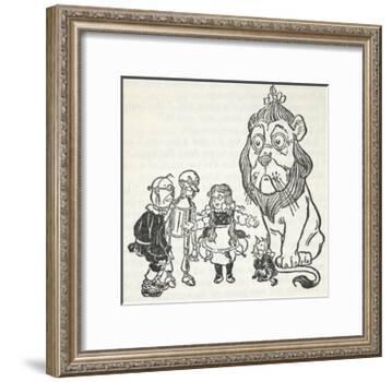 Dorothy, Toto, the Scarecrow, Tinman (Tin Woodman) and the Cowardly Lion, From 'The Wizard Of Oz'-William Denslow-Framed Giclee Print