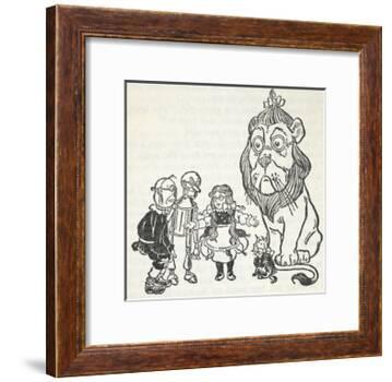 Dorothy, Toto, the Scarecrow, Tinman (Tin Woodman) and the Cowardly Lion, From 'The Wizard Of Oz'-William Denslow-Framed Giclee Print
