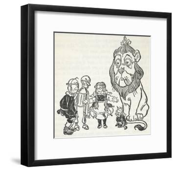 Dorothy, Toto, the Scarecrow, Tinman (Tin Woodman) and the Cowardly Lion, From 'The Wizard Of Oz'-William Denslow-Framed Giclee Print
