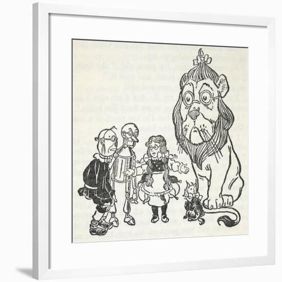 Dorothy, Toto, the Scarecrow, Tinman (Tin Woodman) and the Cowardly Lion, From 'The Wizard Of Oz'-William Denslow-Framed Giclee Print