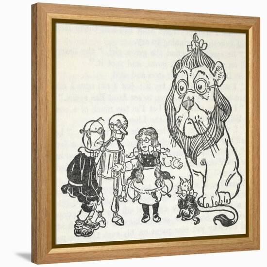 Dorothy, Toto, the Scarecrow, Tinman (Tin Woodman) and the Cowardly Lion, From 'The Wizard Of Oz'-William Denslow-Framed Premier Image Canvas