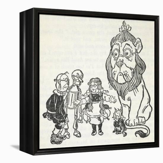 Dorothy, Toto, the Scarecrow, Tinman (Tin Woodman) and the Cowardly Lion, From 'The Wizard Of Oz'-William Denslow-Framed Premier Image Canvas