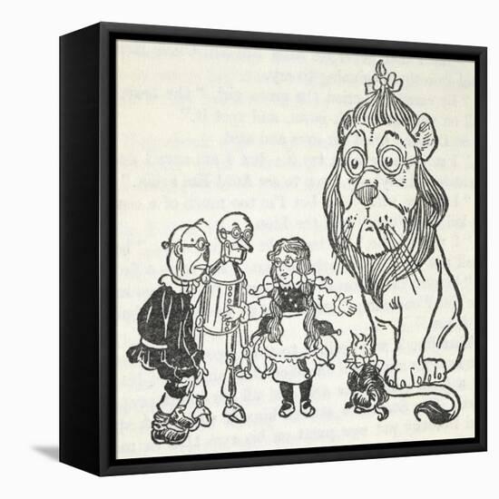 Dorothy, Toto, the Scarecrow, Tinman (Tin Woodman) and the Cowardly Lion, From 'The Wizard Of Oz'-William Denslow-Framed Premier Image Canvas