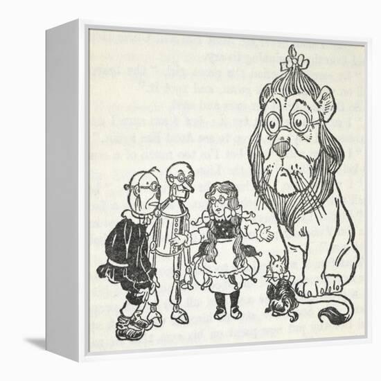 Dorothy, Toto, the Scarecrow, Tinman (Tin Woodman) and the Cowardly Lion, From 'The Wizard Of Oz'-William Denslow-Framed Premier Image Canvas