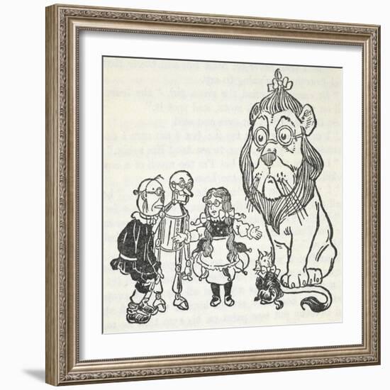 Dorothy, Toto, the Scarecrow, Tinman (Tin Woodman) and the Cowardly Lion, From 'The Wizard Of Oz'-William Denslow-Framed Giclee Print