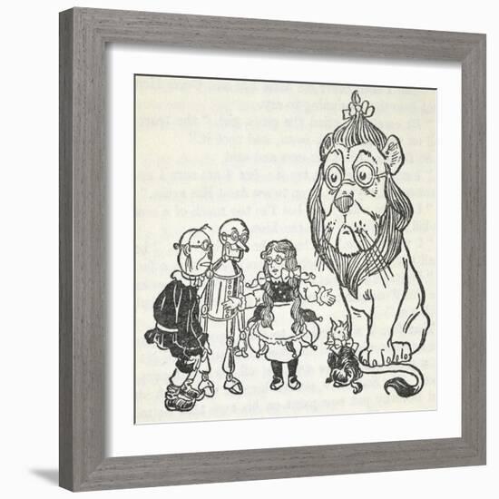 Dorothy, Toto, the Scarecrow, Tinman (Tin Woodman) and the Cowardly Lion, From 'The Wizard Of Oz'-William Denslow-Framed Giclee Print