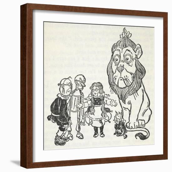 Dorothy, Toto, the Scarecrow, Tinman (Tin Woodman) and the Cowardly Lion, From 'The Wizard Of Oz'-William Denslow-Framed Giclee Print