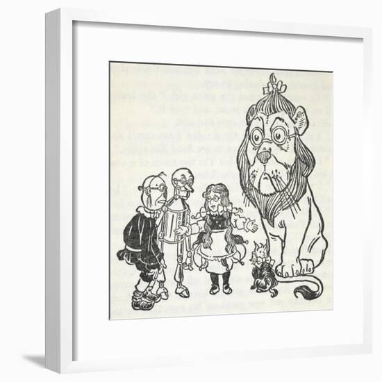 Dorothy, Toto, the Scarecrow, Tinman (Tin Woodman) and the Cowardly Lion, From 'The Wizard Of Oz'-William Denslow-Framed Giclee Print