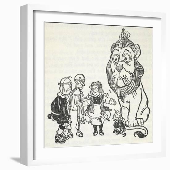 Dorothy, Toto, the Scarecrow, Tinman (Tin Woodman) and the Cowardly Lion, From 'The Wizard Of Oz'-William Denslow-Framed Giclee Print