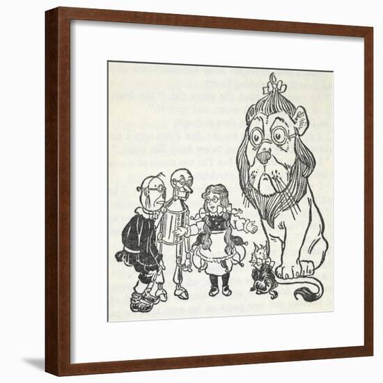 Dorothy, Toto, the Scarecrow, Tinman (Tin Woodman) and the Cowardly Lion, From 'The Wizard Of Oz'-William Denslow-Framed Giclee Print