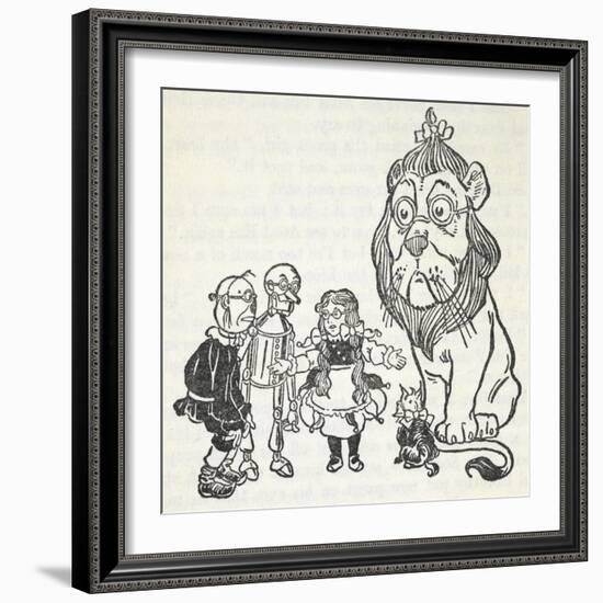 Dorothy, Toto, the Scarecrow, Tinman (Tin Woodman) and the Cowardly Lion, From 'The Wizard Of Oz'-William Denslow-Framed Giclee Print