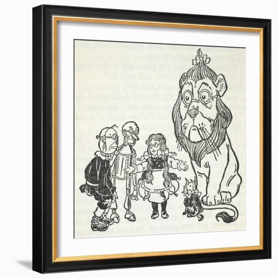 Dorothy, Toto, the Scarecrow, Tinman (Tin Woodman) and the Cowardly Lion, From 'The Wizard Of Oz'-William Denslow-Framed Giclee Print