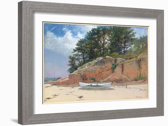 Dory on Dana's Beach, Manchester-By-The-Sea, Massachusetts, 1879 (W/C & Gouache on Paper)-Alfred Thompson Bricher-Framed Giclee Print