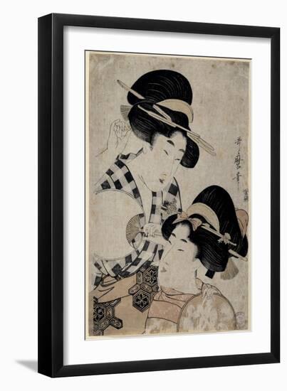 Dos Jóvenes Mujeres Con Abanico, 1790-1800-Kitagawa Utamaro-Framed Giclee Print