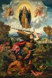 Saint Michael with the Devil and Our Lady of the Assumption Between Angels-Dosso Dossi-Framed Giclee Print