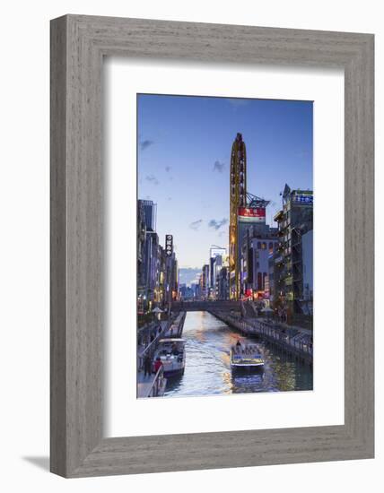 Dotombori at Dusk, Osaka, Kansai, Japan-Ian Trower-Framed Photographic Print