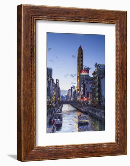 Dotombori at Dusk, Osaka, Kansai, Japan-Ian Trower-Framed Photographic Print